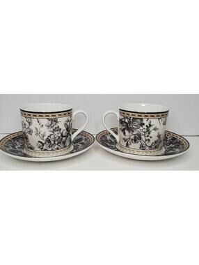 Royal Doulton TC1289 Provence Noir Cup & Saucer Set Black Fruit & Flower Retired